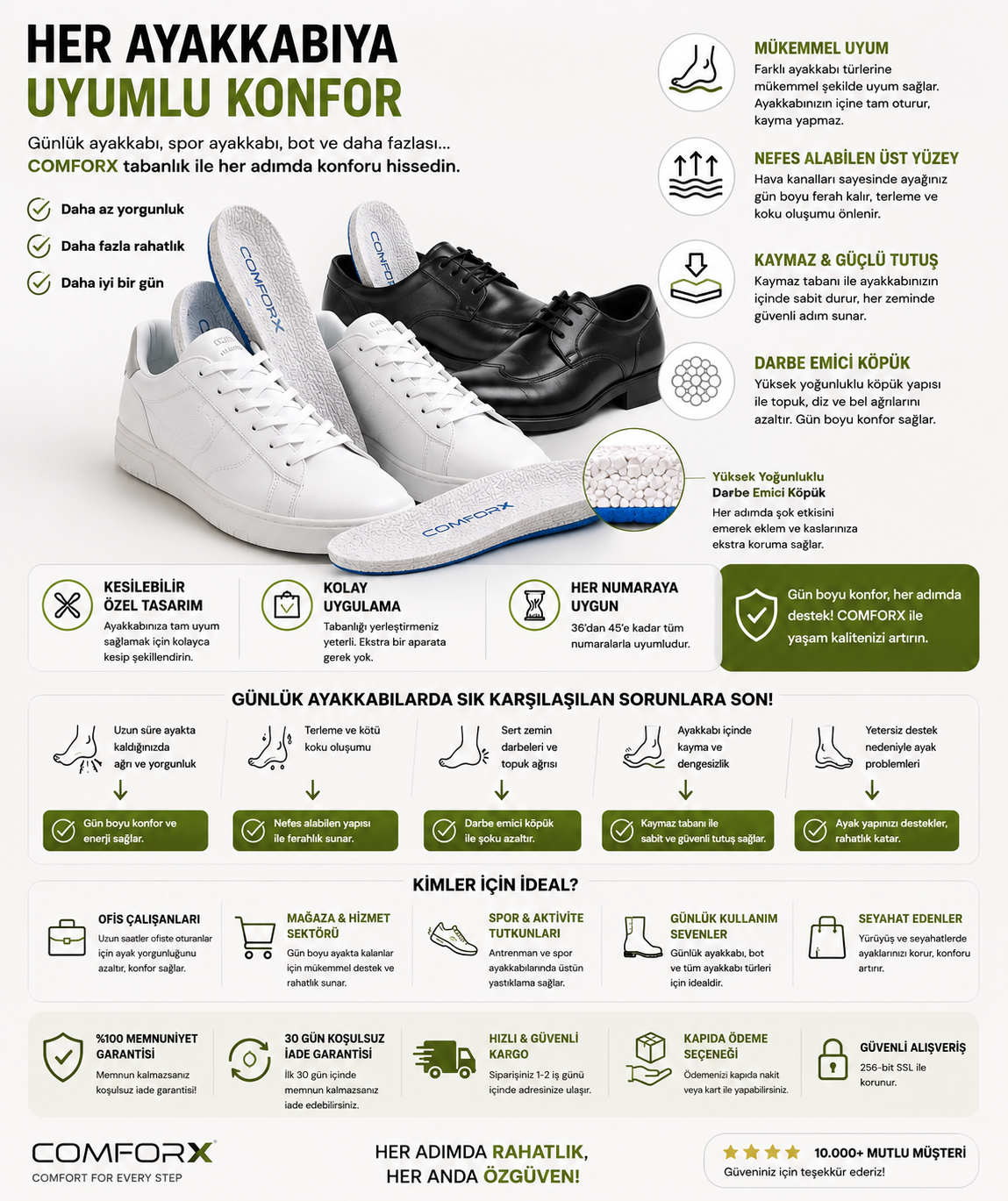 ComforX™ Boy Uzatan Tabanlık